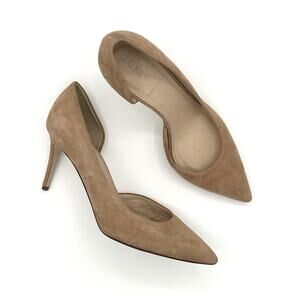 J. Crew Lucie Suede D'Orsay Pumps Chic Minimalist Classic Ashen Brown Heels Sz 8